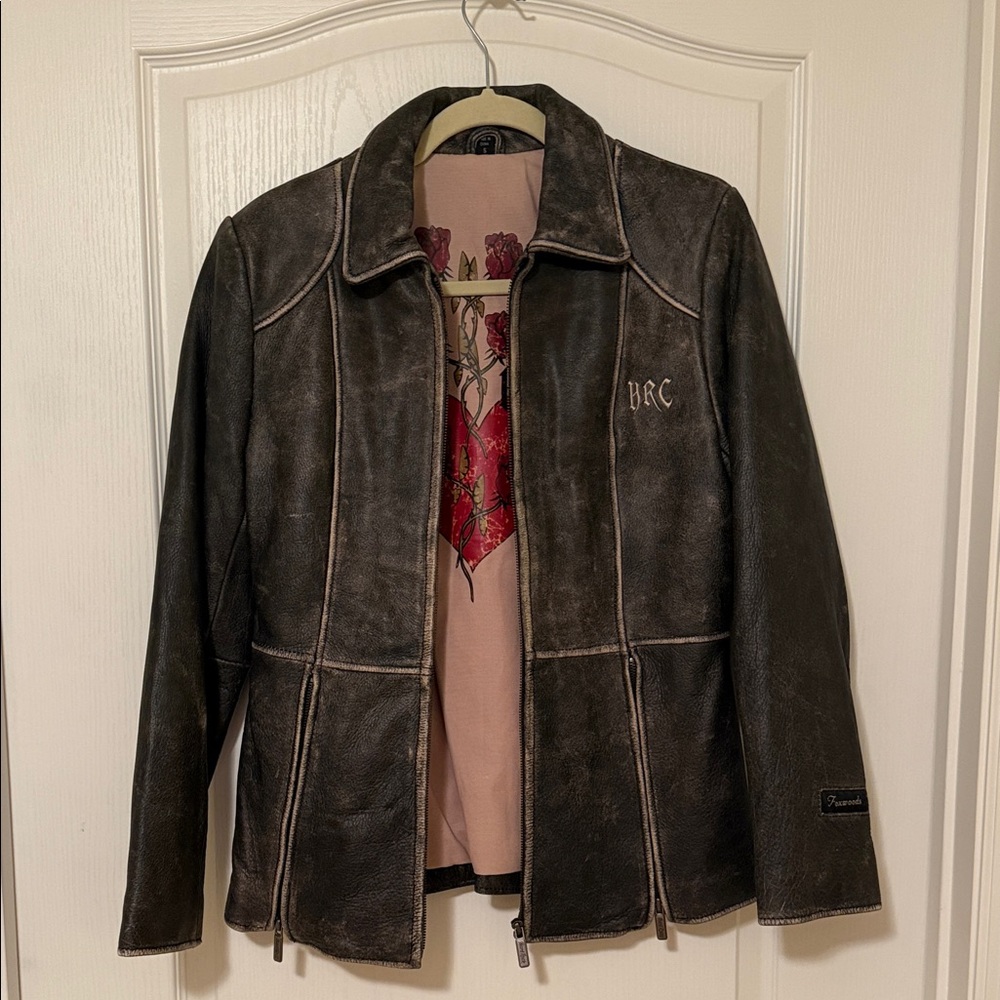Hard Rock Cafe Distressed Black Leather Jacket